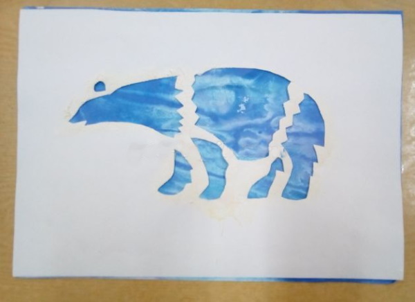Eisbärzeichnung für Kinder mit Bleistift, Gouache, Farben