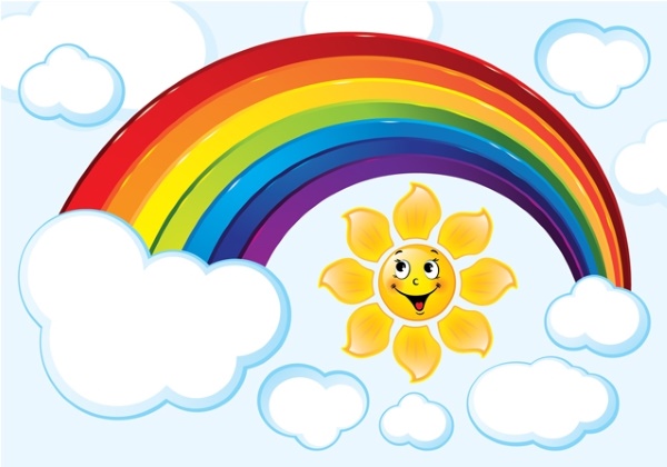 Regenbogenzeichnung für Kinder mit Aquarell, Bleistift, Gouache, Malvorlagen