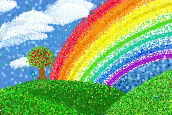 Regenbogenzeichnung für Kinder mit Aquarell, Bleistift, Gouache, Malvorlagen