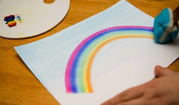 Regenbogenzeichnung für Kinder mit Aquarell, Bleistift, Gouache, Malvorlagen