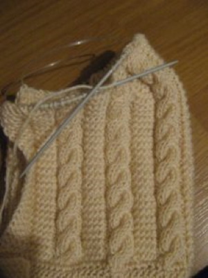Gestrickte Kapuzenmütze. Muster und Beschreibung mit Ohren, Muster, elastischer Kante
