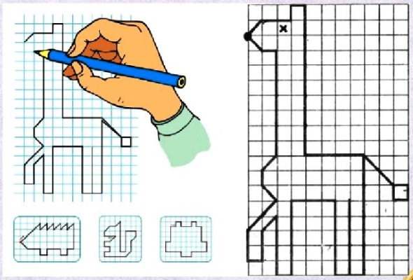 Geometrische Zeichnungen nach Zellen. Einfache und komplexe Muster