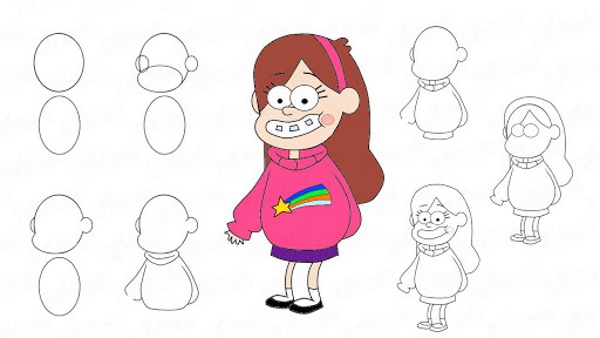 Bleistiftzeichnungen von Mabel aus Gravity Falls