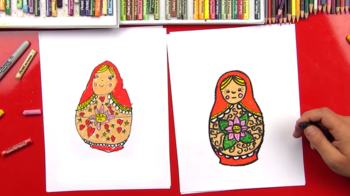 Matroschka-Zeichnung für Kinder im Kindergarten