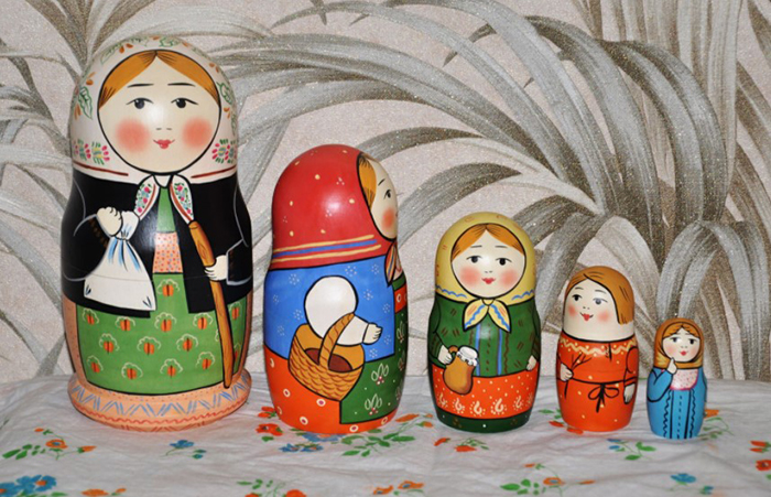 Matroschka-Zeichnung für Kinder im Kindergarten