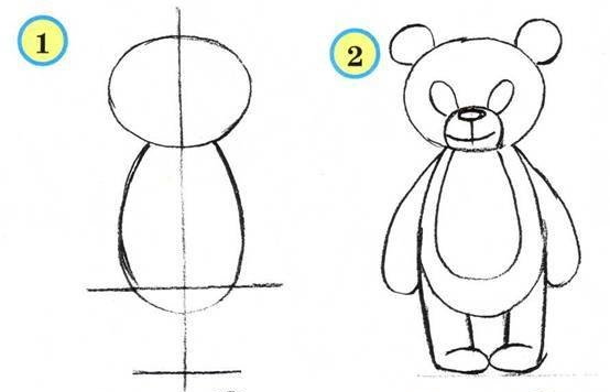 Teddybär zeichnen für Kinder mit Bleistift Schritt für Schritt