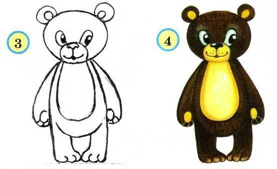 Teddybär zeichnen für Kinder mit Bleistift Schritt für Schritt