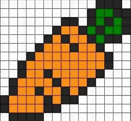 Karotte, Zeichnung für Kinder mit Bleistift und Farben