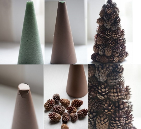Maus aus einem Tannenzapfen und Plastilin. Weihnachtsbaum basteln