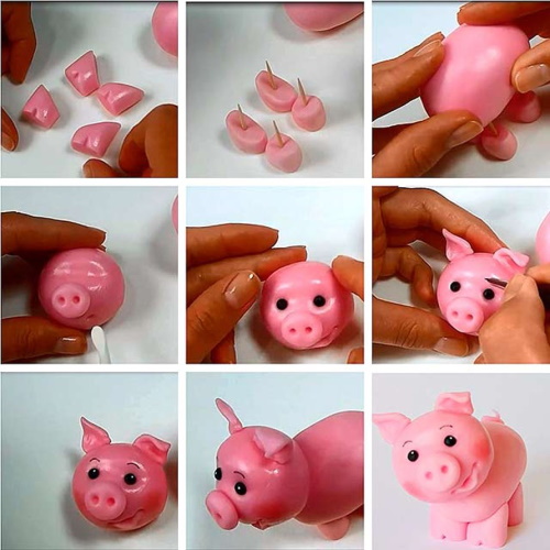 So basteln Sie mit Ihren eigenen Händen ein Plastilinschwein für Kinder. Foto