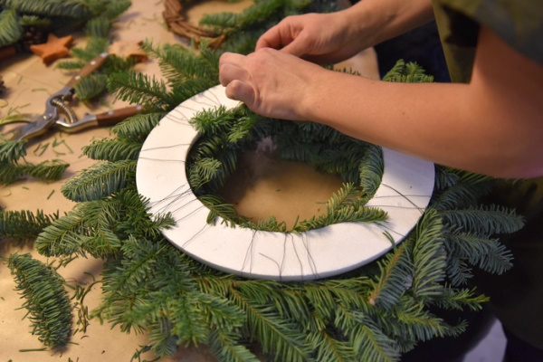 Wie man mit eigenen Händen einen Kranz aus Zweigen webt, einen Herbst-, Neujahrs- und Weihnachtskranz macht