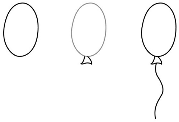 Ballonzeichnung für Kinder mit Bleistift, Gouache