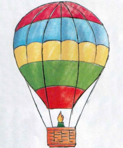 Ballonzeichnung für Kinder mit Bleistift, Gouache