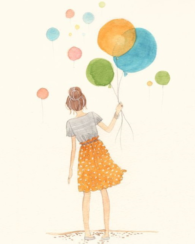 Ballonzeichnung für Kinder mit Bleistift, Gouache