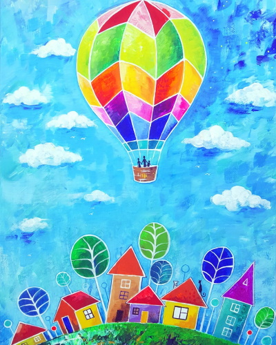 Ballonzeichnung für Kinder mit Bleistift, Gouache