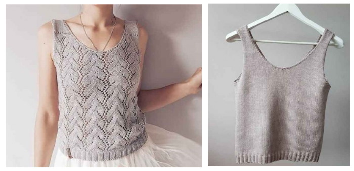 Durchbrochener Pullover, mit Nadeln gestrickt. Muster und Beschreibungen sind einfach und schön aus dünnem Garn, Mohair, Acryl