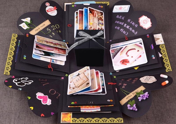 DIY-Überraschungsbox mit Fotos. Schemata, Fotos