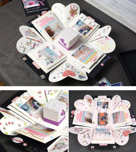 DIY-Überraschungsbox mit Fotos. Schemata, Fotos