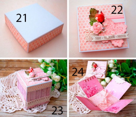 DIY-Überraschungsbox mit Fotos. Schemata, Fotos