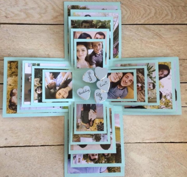 DIY-Überraschungsbox mit Fotos. Schemata, Fotos