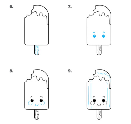Disegno di gelato per bambini con matita e colori