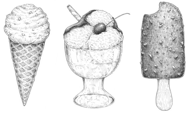Disegno di gelato per bambini con matita e colori