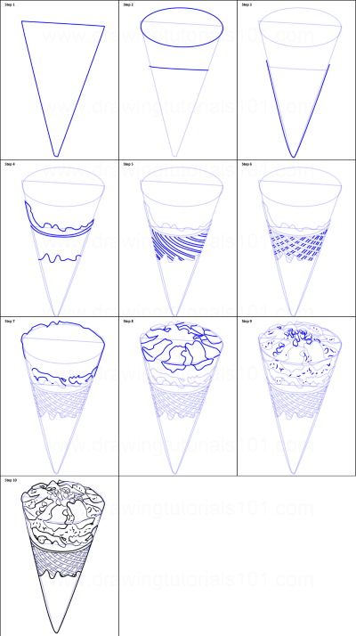 Disegno di gelato per bambini con matita e colori
