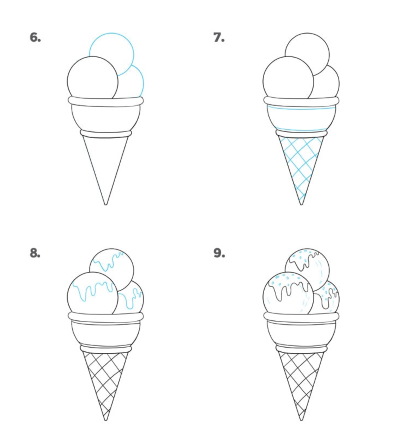 Disegno di gelato per bambini con matita e colori