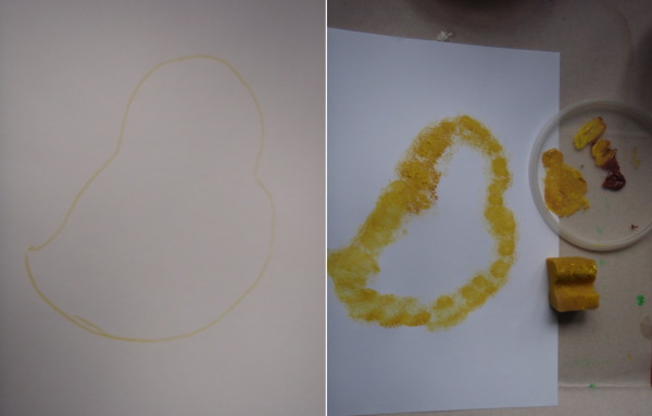 Hühnerzeichnung für Kinder mit Bleistift, Farben