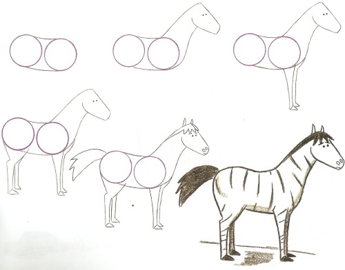 Zebra-Bleistiftzeichnung für Kinder. Wie man Schritt für Schritt zeichnet