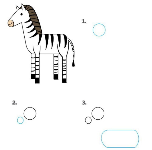Zebra-Bleistiftzeichnung für Kinder. Wie man Schritt für Schritt zeichnet