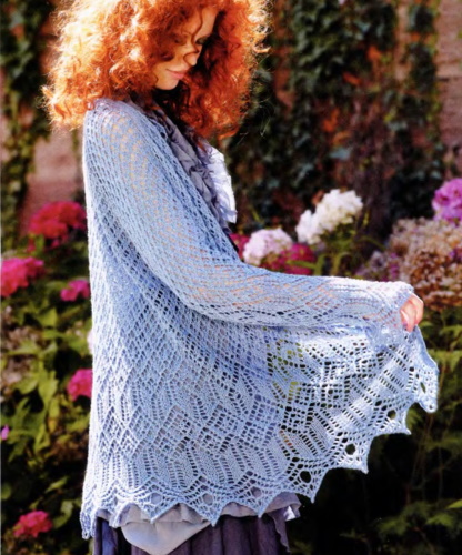 Durchbrochene Strickjacke aus dünnem Garn. Schema und Beschreibung