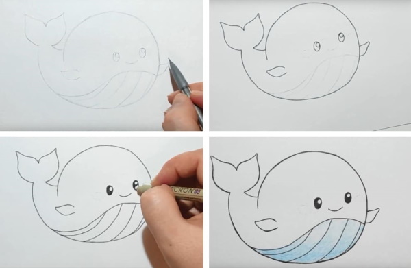 Walzeichnung für Kinder mit Bleistift Schritt für Schritt