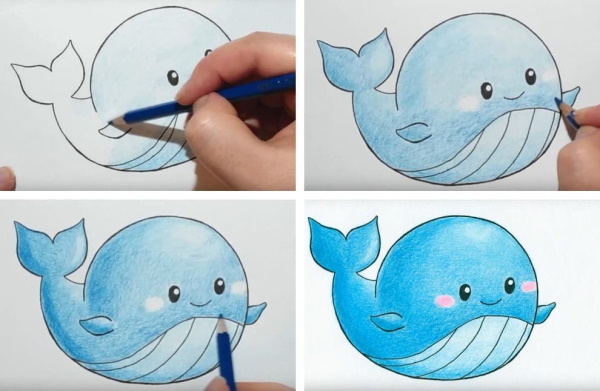 Walzeichnung für Kinder mit Bleistift Schritt für Schritt