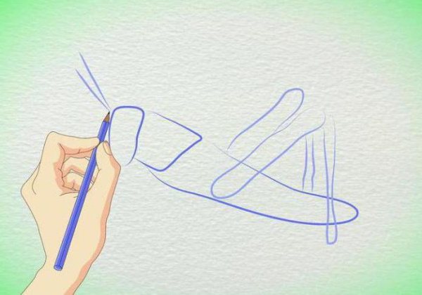 Heuschreckenzeichnung für Kinder mit Bleistift Schritt für Schritt
