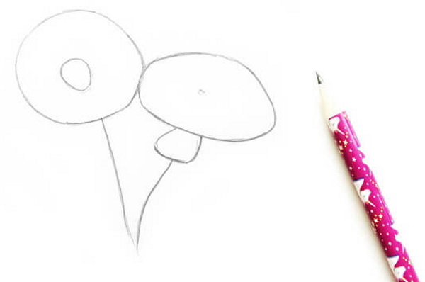 Löwenzahnzeichnung für Kinder mit Bleistift, Farben