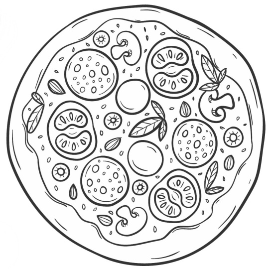 Pizzazeichnung für Kinder mit Bleistift zum Abschreiben