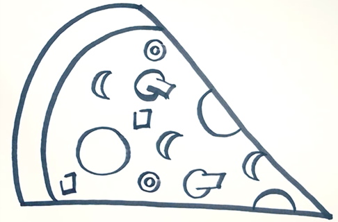 Pizzazeichnung für Kinder mit Bleistift zum Abschreiben