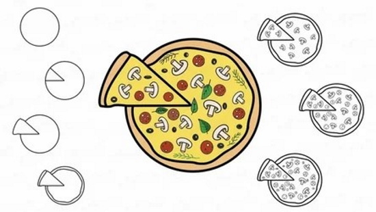 Pizzazeichnung für Kinder mit Bleistift zum Abschreiben