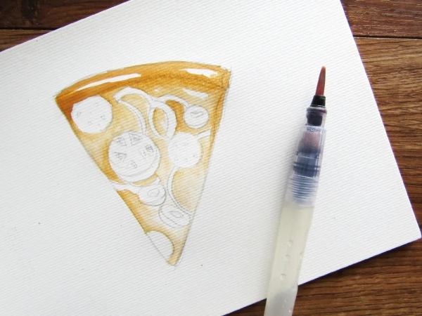 Pizzazeichnung für Kinder mit Bleistift zum Abschreiben
