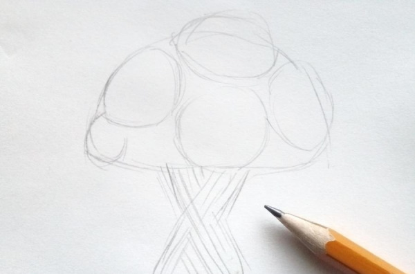Sonnenblumenzeichnung für Kinder mit Bleistift, Farben