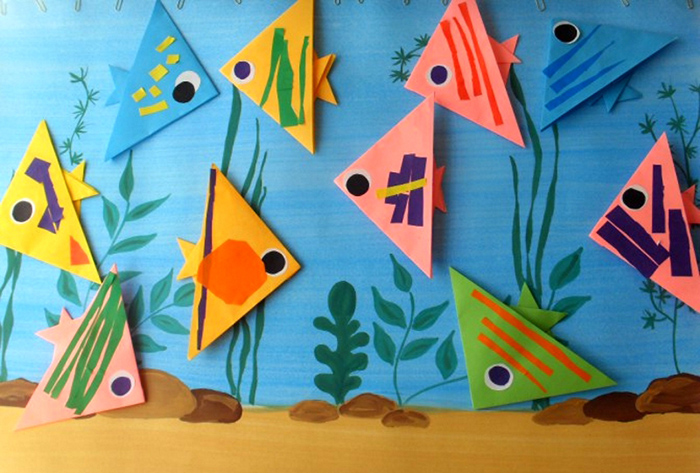 Anwendung von Fischen in einem Aquarium Vorbereitungs-, Junior-, Senior-Gruppe