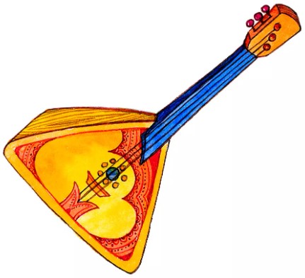 Balalaika-Zeichnung für Kinder in Bleistift schwarz und weiß, Farbe Schritt für Schritt