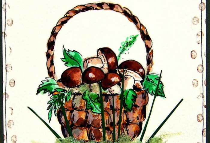 Weißer Pilz Zeichnung für Kinder in Bleistift
