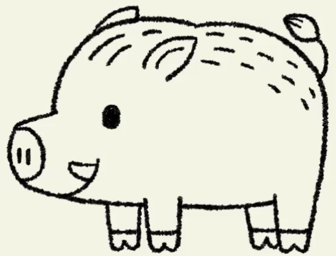 Wildschweinzeichnung für Kinder mit Bleistift, Farben