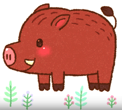 Wildschweinzeichnung für Kinder mit Bleistift, Farben
