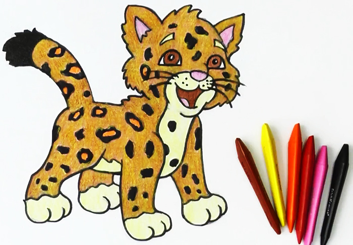 Leopardenzeichnung für Kinder mit Bleistift Schritt für Schritt