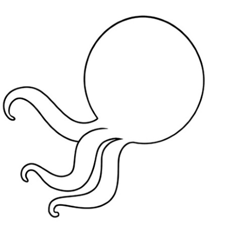 Octopus drawing for kids with pencil, watercolor