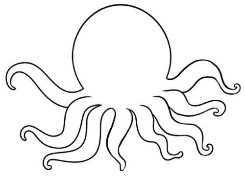 Octopus drawing for kids with pencil, watercolor