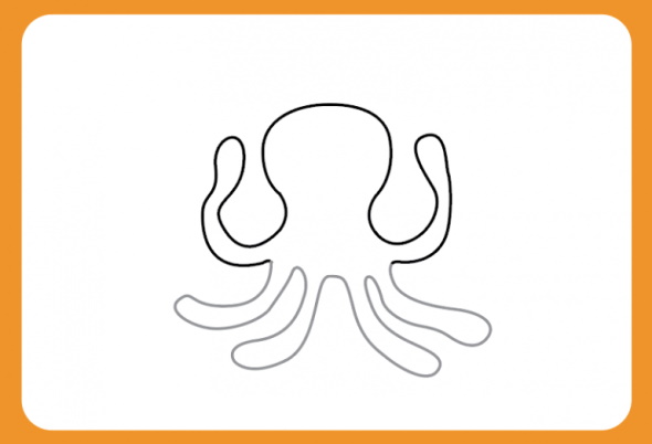 Octopus drawing for kids with pencil, watercolor